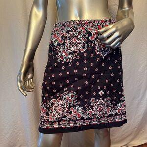 NWT Talbots Bandanna Print Miniskirt navy red and white woman’s size 12 vintage